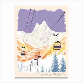Poster Of Chamonix Mont Blanc   France, Ski Resort Pastel Colours Illustration 2 Canvas Print