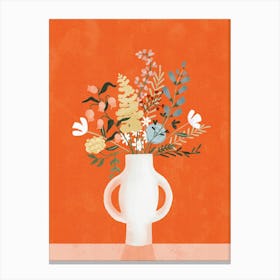 Flowers in Vase Red Canvas Print