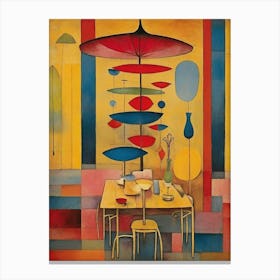 Table With Umbrella Canvas Print