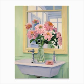 A Vase With Zinnia, Flower Bouquet 4 Canvas Print