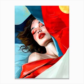Girl In A Bed Canvas Print