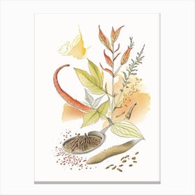 Cat S Claw Spices And Herbs Pencil Illustration 2 Canvas Print