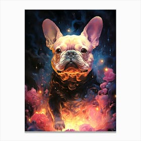 French Bulldog On Fire Canvas Print