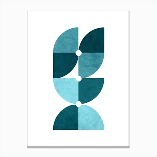 Quarter Circle Pattern In Blue 2 Canvas Print