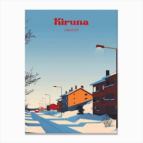 Kiruna Sweden Winter Travel Illustration Canvas Print