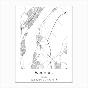 Varennes,Canada Minimalist Map Canvas Print