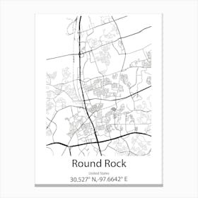 Round Rock,United States Minimalist Map Canvas Print