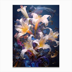 Daylillies With Glass Canvas Print