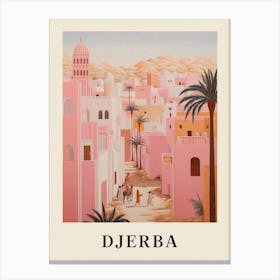 Djerba Tunisia 2 Vintage Pink Travel Illustration Poster Canvas Print