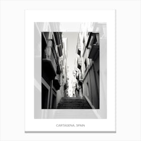 Poster Of Cartagena, Spain, Black And White Old Photo 2 Canvas Print