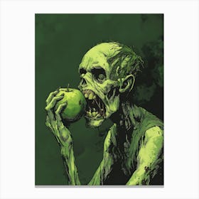 Scary Zombie Eating An Apple 8 Canvas Print