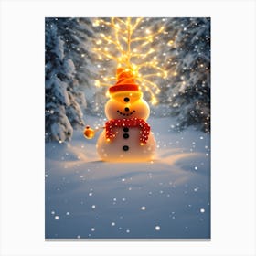 Snowman In The Snow 1 Canvas Print