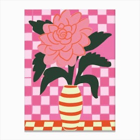 Peony Flower Vase 4 Canvas Print