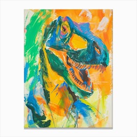 Colourful Orange Blue Dinosaur Wild Brushstrokes 1 Canvas Print