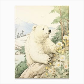 Storybook Animal Watercolour Polar Bear 2 Canvas Print