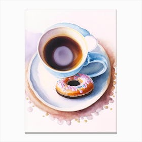 A Donut And An English Cup Of Tea Cute Neon 1 Canvas Print