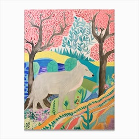 Maximalist Animal Painting Gray Wolf 2 Canvas Print