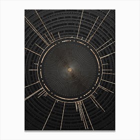 Geometric Glyph Symbol in Gold with Radial Array Lines on Dark Gray n.0207 Canvas Print