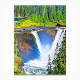 The Lower Falls Of The Lewis River, United States Majestic, Beautiful & Classic (2) Canvas Print