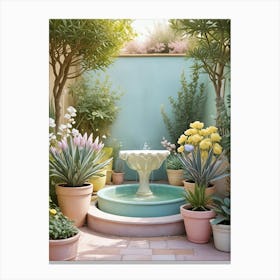 Pastel Garden Fountain Stampe su tela