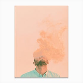 Man With Smoke Coming Out Of His Head Canvas Print