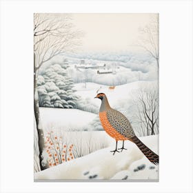 Winter Bird Painting Pheasant 8 Canvas Print