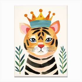 Little Bengal Tiger 2 Wearing A Crown Canvas Print