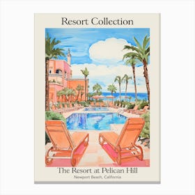 Poster Of The Resort Collection At Pelican Hill   Newport Beach, California   Resort Collection Storybook Illustration 3 Canvas Print