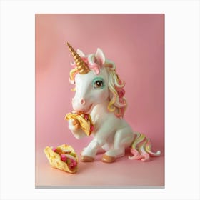 Toy Pastel Unicorn Eating Tacos Canvas Print
