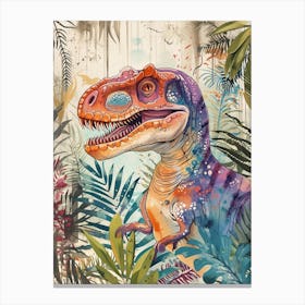 Pastel Watercolour Tyrannosaurus Rex Dinosaur  1 Canvas Print