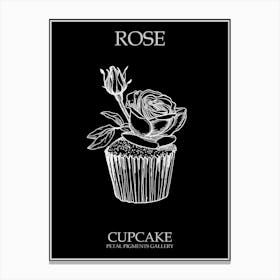 Rose Cupcake Line Drawing 2 Poster Inverted Canvas Print