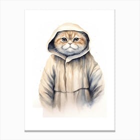 Scottish Fold Cat As A Jedi 3 Canvas Print