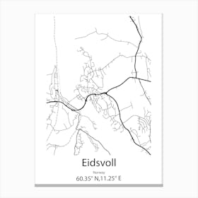 Eidsvoll,Norway Minimalist Map Canvas Print