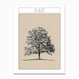 Oak Tree Minimalistic Drawing 1 Poster Canvas Print