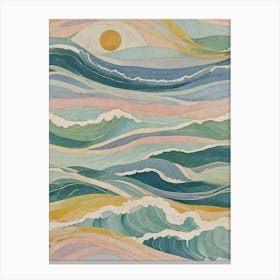 Sun And Waves In Pastel Canvas Print