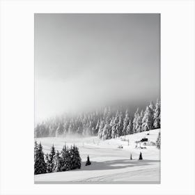 Val Thorens, France Black And White Skiing Poster Canvas Print