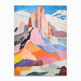 Huascaran Peru 3 Colourful Mountain Illustration Canvas Print