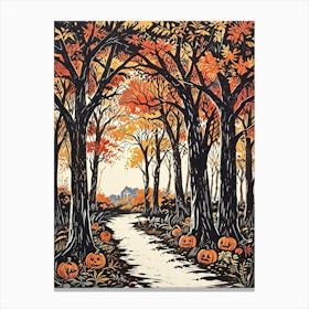 Halloween Pumpkins In The Woods Canvas Print