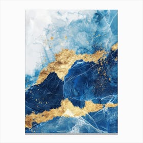 Blue Gold Abstract Canvas Art Canvas Print