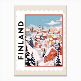 Retro Winter Stamp Poster Helsinki Finland 2 Canvas Print