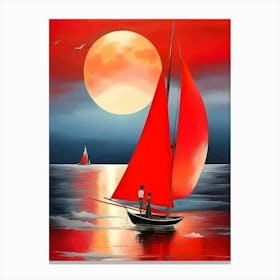 Sailboat At Sunset 5 Canvas Print