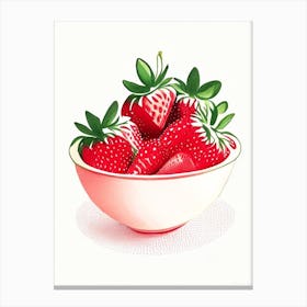 Bowl Of Strawberries, Fruit, Marker Art Illustration 1 Canvas Print