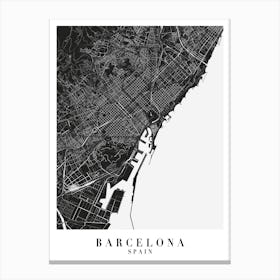 Barcelona Spain Minimal Black Mono Street Map Canvas Print