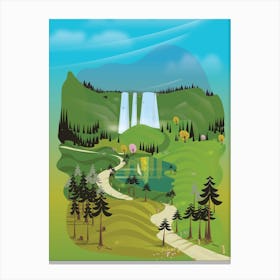 Landscape With Waterfall Canvas Print