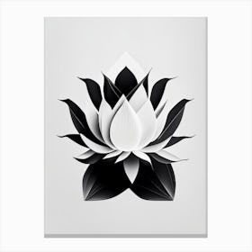 American Lotus Black And White Geometric 1 Canvas Print