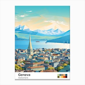 Geneva, Switzerland, Geometric Illustration 4 Poster Canvas Print