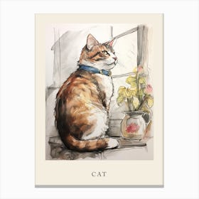 Beatrix Potter Inspired  Animal Watercolour Cat 3 Canvas Print