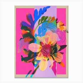 Cineraria 4 Neon Flower Collage Canvas Print