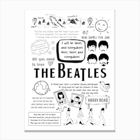 The Beatles Doodle Lyrics Canvas Print