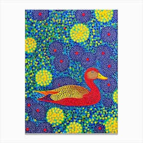 Mallard Duck Yayoi Kusama Style Illustration Bird Canvas Print